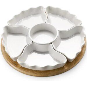 Rotatable Serving Tray 12 Inch Divided Bowls Appetizer Chips Dip Fruit Snacks